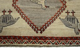 Central medallion detail of 2000s Persian Gabbeh rug from Iran / Persia