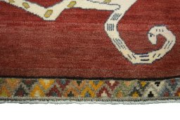 Central medallion detail of 2000s Persian Gabbeh rug from Iran / Persia
