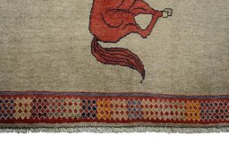 Central medallion detail of 2000s Persian Gabbeh rug from Iran / Persia