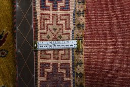 Close-up detail of 2000s Persian Gabbeh rug from Iran / Persia showing Wool weave