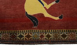 Central medallion detail of 2000s Persian Gabbeh rug from Iran / Persia