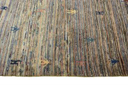 Close-up detail of 2000s Persian Gabbeh rug from Iran / Persia showing Wool weave