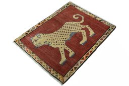 Corner detail of Unknown Persian Gabbeh rug showing border pattern and Wool pile
