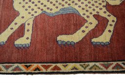 Close-up detail of Unknown Persian Gabbeh rug from Iran / Persia showing Wool weave
