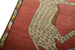 Backside of handmade 2000s Persian Gabbeh rug showing knot structure and weave density
