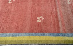 Close-up detail of 2000s Persian Gabbeh rug from Iran / Persia showing Wool weave