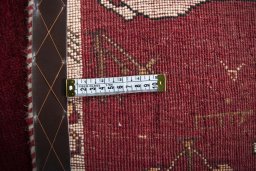 Close-up detail of 2000s Persian Gabbeh rug from Iran / Persia showing Wool weave