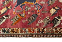 Close-up detail of 2000s Persian Gabbeh rug from Iran / Persia showing Wool weave