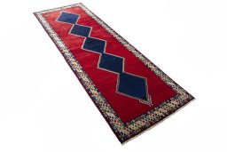 Close-up detail of 2000s Persian Gabbeh rug from Iran / Persia showing Wool weave