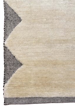 Backside of handmade New Persian Gabbeh rug showing knot structure and weave density
