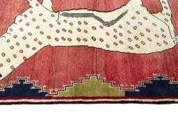 Close-up detail of 2000s Persian Gabbeh rug from Iran / Persia showing Wool weave