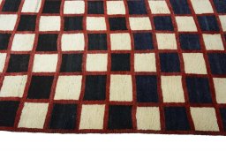 Close-up detail of 2000s Persian Gabbeh rug from Iran / Persia showing Wool weave