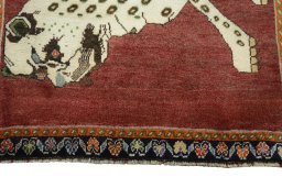 Central medallion detail of 2000s Persian Gabbeh rug from Iran / Persia