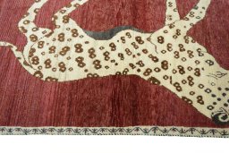 Close-up detail of 2000s Persian Gabbeh rug from Iran / Persia showing Wool weave