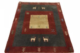 Surface texture of New Persian Gabbeh rug with natural Wool and intricate pattern