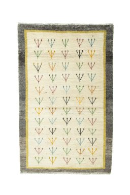 Full view of New Persian Gabbeh rug from Iran / Persia, 154 × 97 cm in Beige tones