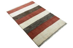 Close-up detail of New Persian Gabbeh rug from Iran / Persia showing Wool weave