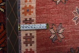 Close-up detail of 2000s Persian Gabbeh rug from Iran / Persia showing Wool weave