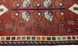 Close-up detail of 2000s Persian Gabbeh rug from Iran / Persia showing Wool weave