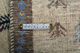 Close-up detail of 2000s Persian Gabbeh rug from Iran / Persia showing Wool weave