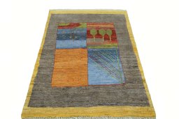 Surface texture of New Persian Gabbeh rug with natural Wool and intricate pattern