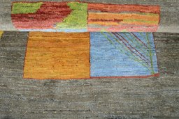 Full view of New Persian Gabbeh rug from Iran / Persia, 148 × 103 cm in Multi Color tones