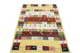 Surface texture of New Persian Gabbeh rug with natural Wool and intricate pattern