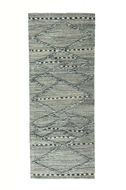 Full view of New Persian Gabbeh rug from Iran / Persia, 203 × 81 cm in Gray tones