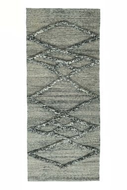 Full view of New Persian Gabbeh rug from Iran / Persia, 199 × 84 cm in Gray tones