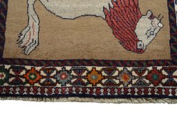 Central medallion detail of 2000s Persian Gabbeh rug from Iran / Persia