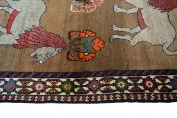 Close-up detail of 2000s Persian Gabbeh rug from Iran / Persia showing Wool weave