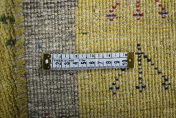 Close-up detail of 2000s Persian Gabbeh rug from Iran / Persia showing Wool weave