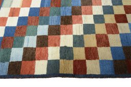 Close-up detail of 2000s Persian Gabbeh rug from Iran / Persia showing Wool weave