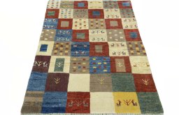 Surface texture of New Persian Gabbeh rug with natural Wool and intricate pattern