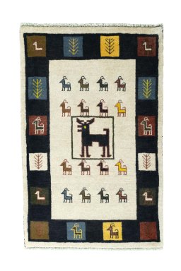 Full view of New Persian Gabbeh rug from Iran / Persia, 128 × 80 cm in Beige tones