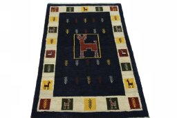 Surface texture of New Persian Gabbeh rug with natural Wool and intricate pattern