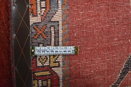 Close-up detail of 2000s Persian Gabbeh rug from Iran / Persia showing Wool weave