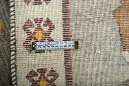 Close-up detail of 2000s Persian Gabbeh rug from Iran / Persia showing Wool weave