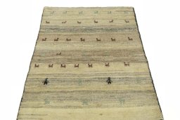 Surface texture of New Persian Gabbeh rug with natural Wool and intricate pattern