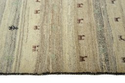 Close-up detail of New Persian Gabbeh rug from Iran / Persia showing Wool weave