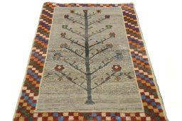 Surface texture of New Persian Gabbeh rug with natural Wool and intricate pattern