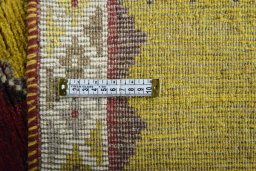 Close-up detail of 2000s Persian Gabbeh rug from Iran / Persia showing Wool weave