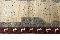 Close-up detail of 2000s Persian Gabbeh rug from Iran / Persia showing Wool weave