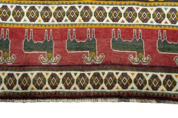 Central medallion detail of 2000s Persian Gabbeh rug from Iran / Persia