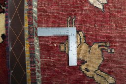 Close-up detail of 2000s Persian Gabbeh rug from Iran / Persia showing Wool weave