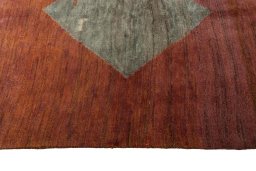 Close-up detail of 2000s Persian Gabbeh rug from Iran / Persia showing Wool weave
