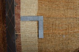 Close-up detail of 2000s Persian Gabbeh rug from Iran / Persia showing Wool weave
