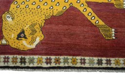 Central medallion detail of 2000s Persian Gabbeh rug from Iran / Persia