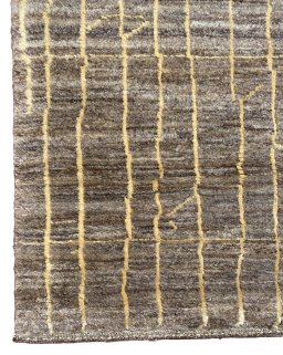 Backside of handmade New Persian Gabbeh rug showing knot structure and weave density