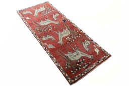 Close-up detail of 2000s Persian Gabbeh rug from Iran / Persia showing Wool weave